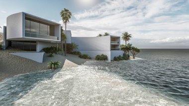 Mimari 3d modern asgari evin tasviri