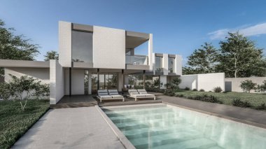 Mimari 3d modern asgari evin tasviri