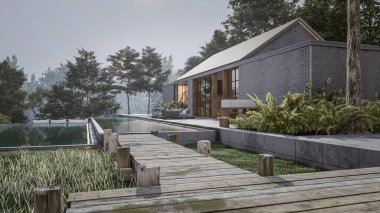 Mimari 3d modern asgari evin tasviri