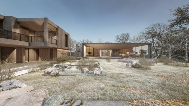 Mimari 3d modern asgari evin tasviri
