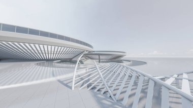 Mimari 3D, metalik modern salonun tasviri