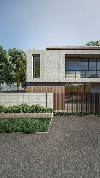 Architecture 3d rendering illustration of minimal house