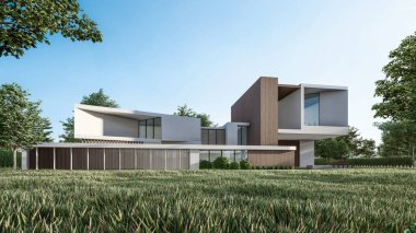 Mimari 3D, minimal modern evin tasviri 