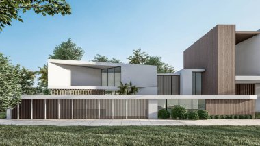 Mimari 3D, minimal modern evin tasviri 