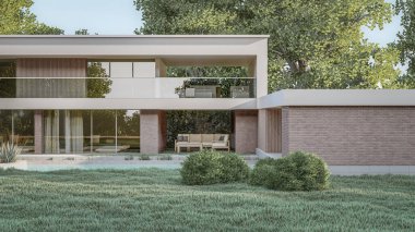 Mimari 3D, minimal modern evin tasviri 