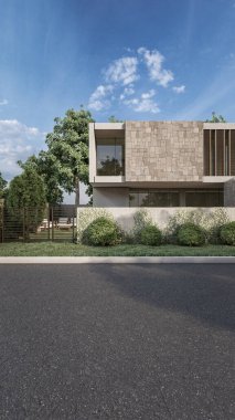 Mimari 3D, minimal modern evin tasviri 