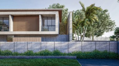 Mimari 3D, minimal modern evin tasviri 