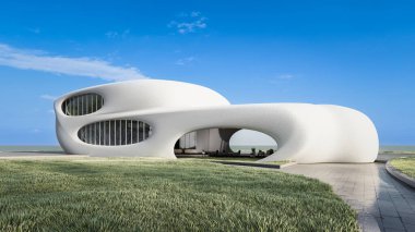 Mimari 3D, minimal modern evin tasviri 