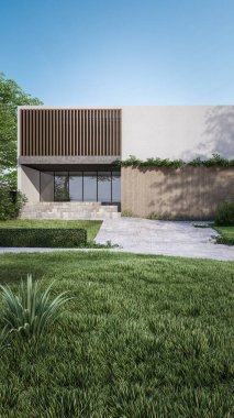 Mimari 3D, minimal modern evin tasviri 