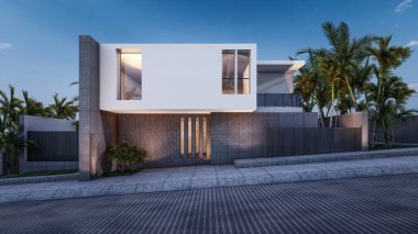 Mimari 3D, minimal modern evin tasviri 