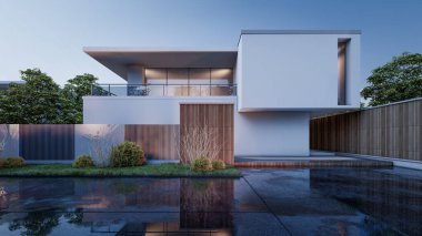 Mimari 3D, minimal modern evin tasviri 