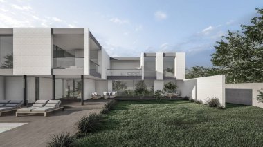 Mimari 3D, minimal modern evin tasviri 