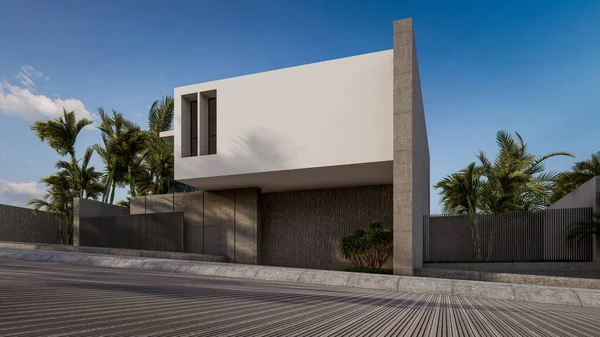 Arquitectura Representación Ilustración Casa Moderna Mínima — Foto de Stock