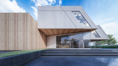 Modern Minimalist Ev ve Doğal Manzara.