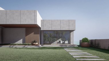 Modern Minimalist Ev ve Doğal Manzara.