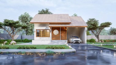 Modern Minimalist Ev ve Doğal Manzara.