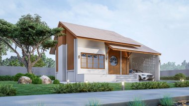 Modern Minimalist Ev ve Doğal Manzara.