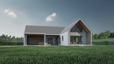 Modern Minimalist Ev ve Doğal Manzara.