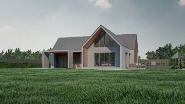 Modern Minimalist Ev ve Doğal Manzara.