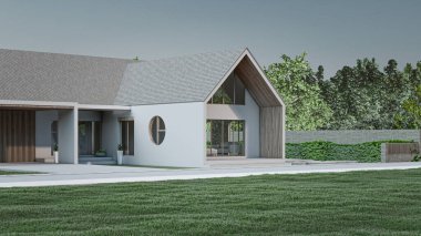 Modern Minimalist Ev ve Doğal Manzara.