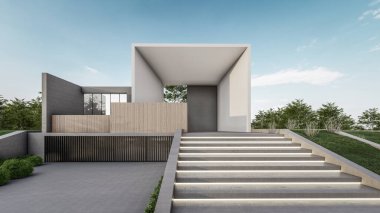 Modern Minimalist Ev ve Doğal Manzara.