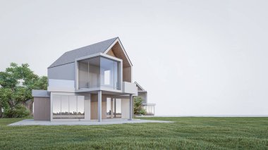 Modern Minimalist Ev ve Doğal Manzara.