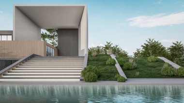 Modern Minimalist Ev ve Doğal Manzara.