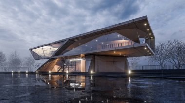 Modern Minimalist Ev ve Doğal Manzara.