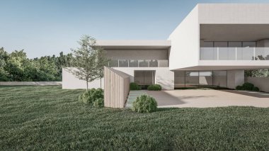 Modern Minimalist Ev ve Doğal Manzara.