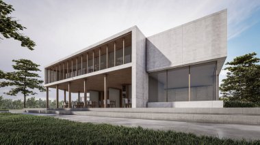 Modern Minimalist Ev ve Doğal Manzara.