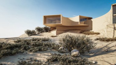 Modern Minimalist Ev ve Doğal Manzara.