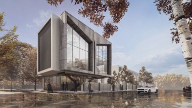 Modern Minimalist Ev ve Doğal Manzara.