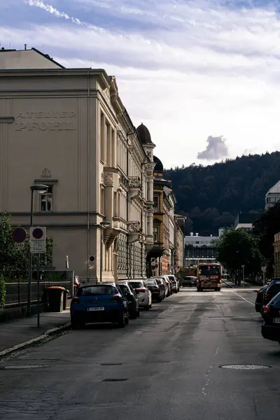 stock image Leoben, Styria, Austria - 14.07.2024: View of a small city street in the Austrian Alps.