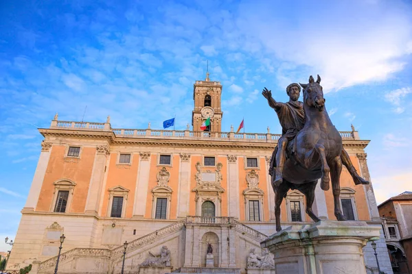 Campidoglio Roma Statua Dell Imperatore Romano Marco Aurelio Cavallo Davanti — Foto Stock