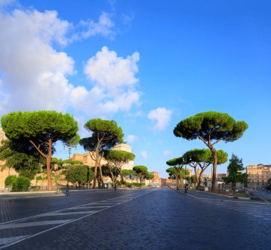 Urban street of Rome: the Via dei Fori Imperiali, Italy. clipart