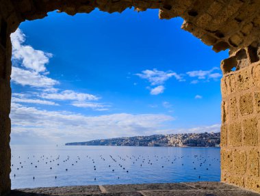 Cityscape of Naples from Castel dell'Ovo in Italy.