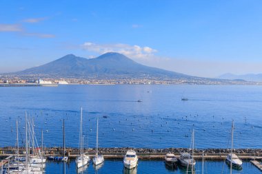 Cityscape of Naples: view of the Gulf of Naples with Vesuvius in the background.