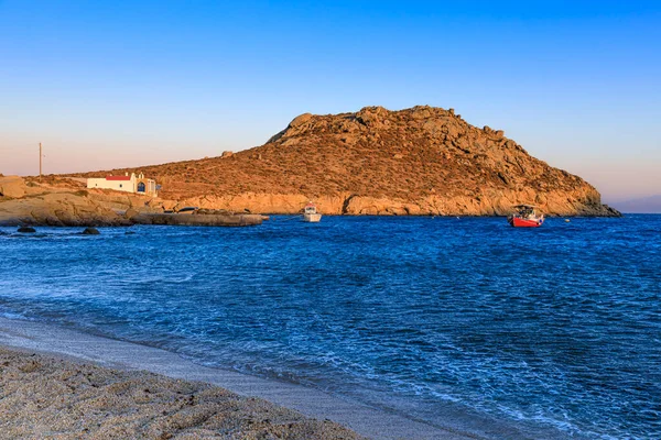 Griekenland Zomer Paralia Agia Anna Beach Het Eiland Mykonos Paralia — Stockfoto