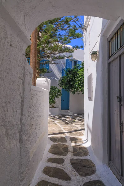 Mykonos Cidade Velha Greece Beco Pontilhado Whitewashed Casas Gregas Brancas — Fotografia de Stock