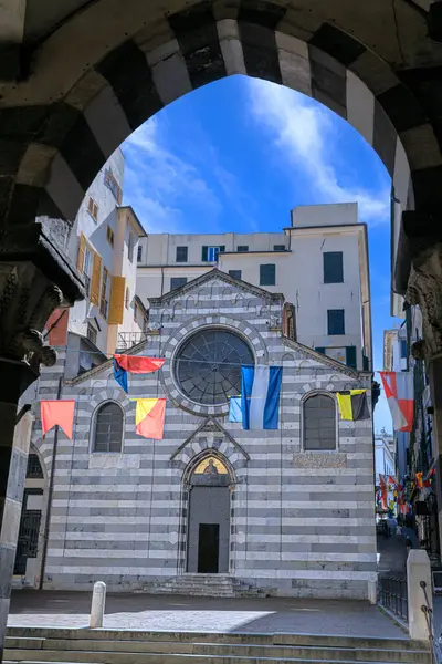 Genua Stadsgezicht Italië Kerk Het Plein Van Sint Matteüs Het Stockfoto