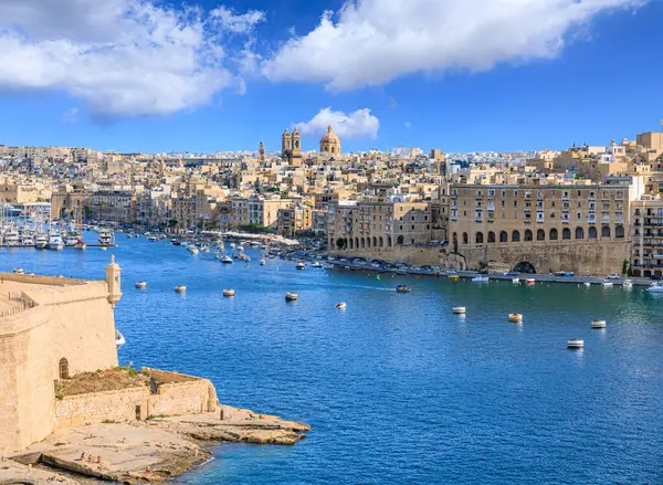 Skyline Valletta Malta Panoramic View Grand Harbour Stockfoto