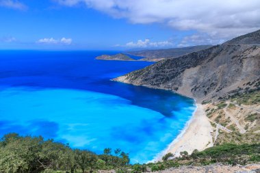 Myrtos Beach seen from the coast road in Kefalonia island, Greece.  clipart