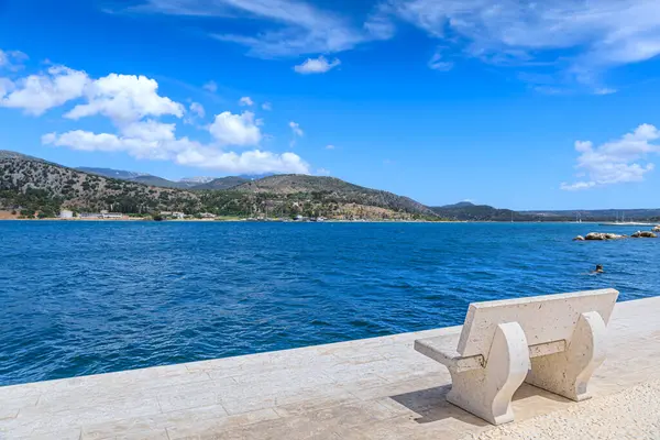 stock image View of Kefalonia island from the promenade of Argostoli town, Greece.