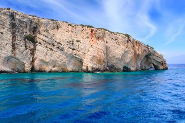 Zakynthos Yunanistan 'daki Mavi Mağaraların Manzarası.