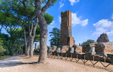 İtalya, Roma 'daki Palatine Hill' deki Domus Flavia manzarası.