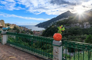 View of the Amalfi Coast from Vietri sul Mare: in the distance the village of Citara perched on the coast. clipart