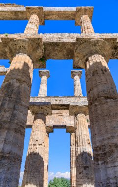 Temple of Neptune at Paestum in Italy: view across the cella. clipart