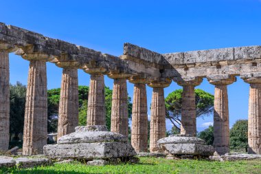 İtalya 'da Paestum' daki Hera Tapınağı: Cella boyunca görünüm.