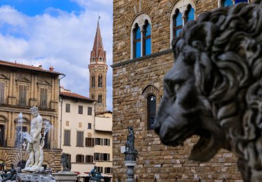Floransa, İtalya 'daki Piazza della Signoria manzarası.