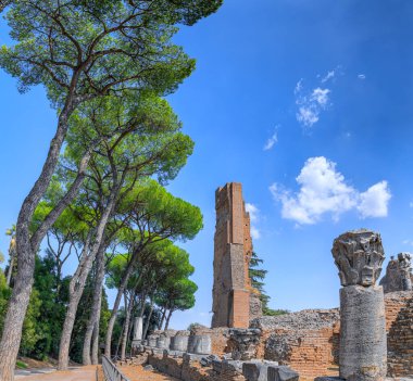 View of the Domus Flavia on the Palatine Hill in Rome, Italy. View of part of the colonnaded arcade in cipollino marble which overlooked the external wall of the Basilica. clipart